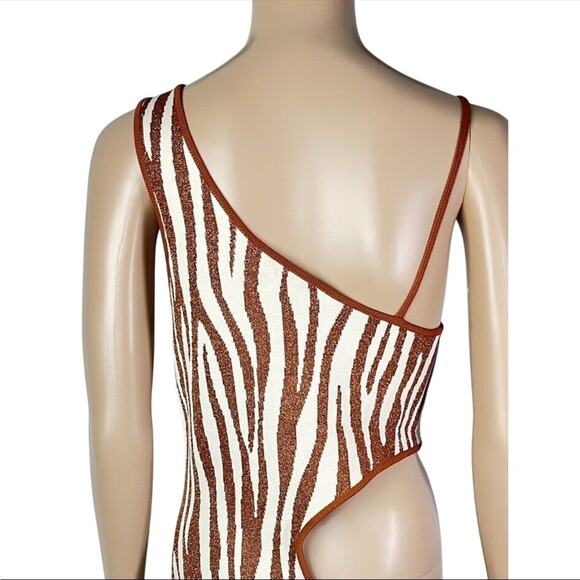 Retrofete Dimi Metallic Zebra Print Mini Cut Out Sexy Bodycon Dress - Picture 8 of 13